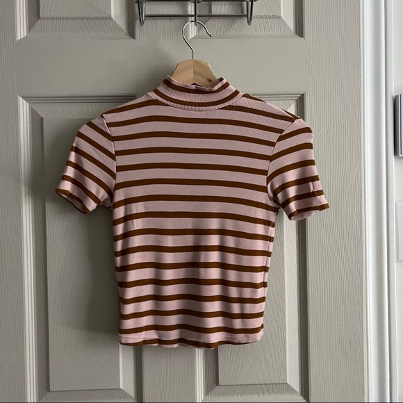 Koaj Pink and Brown Striped Turtleneck Top - Picture 4 of 7